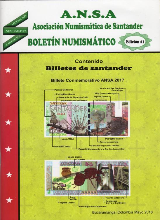 Carátula del Boletín Numismático de ANSA, No. 1, mayo 2018 Folios Numismáticos No.