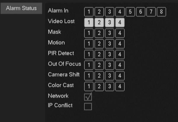 En este submenú se muestra información general del NVR, número de serie, modelo del equipo, fecha de fabricación, versión de firmware. EVENT (Eventos del sistema) 13 Camera Shift.