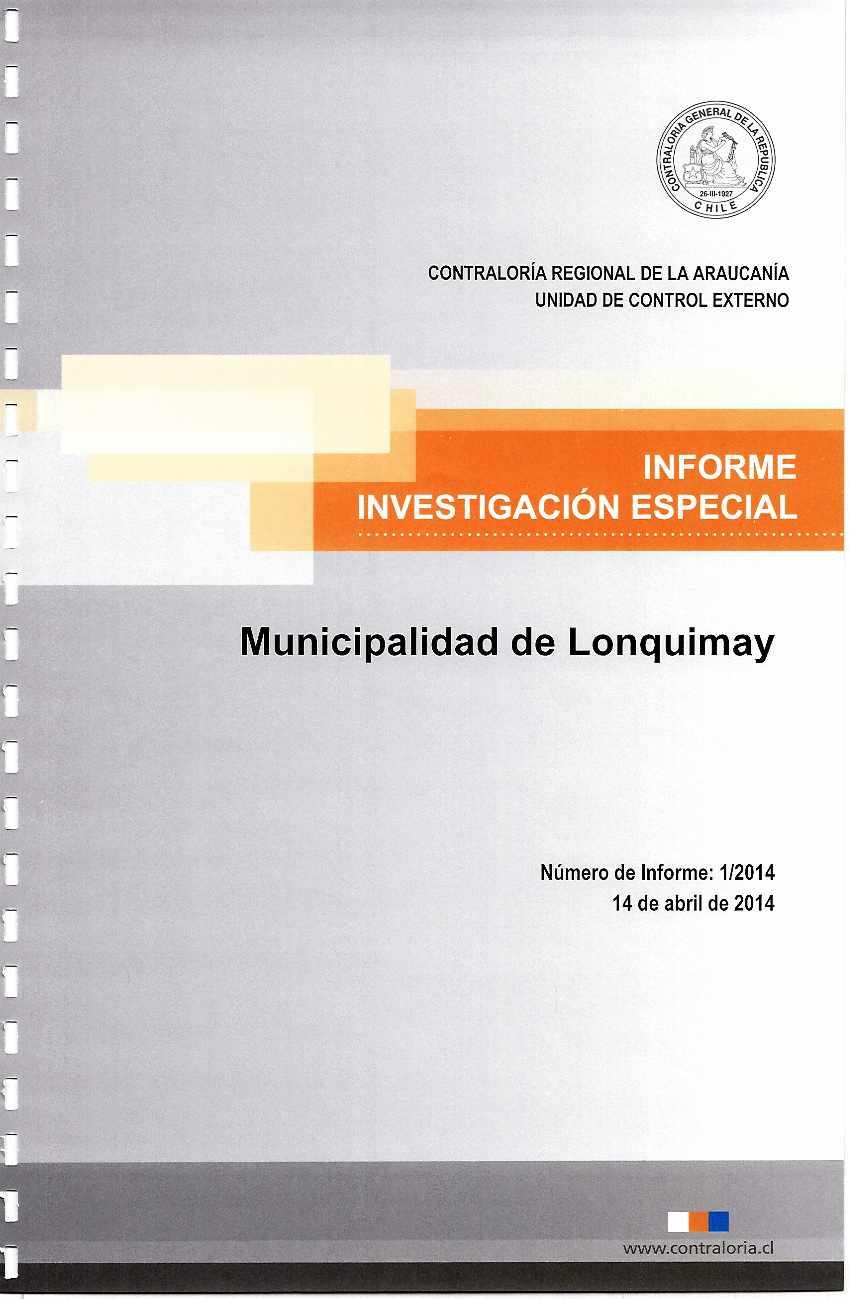 CONTRALORÍA REGIONAL DE LA ARAUCANÍA Municipalidad de Lonquimay