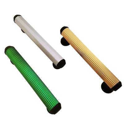 Material: Tubo de aluminio estriada Acabados: Anodizado oro, natural, verde, azul, rojo,