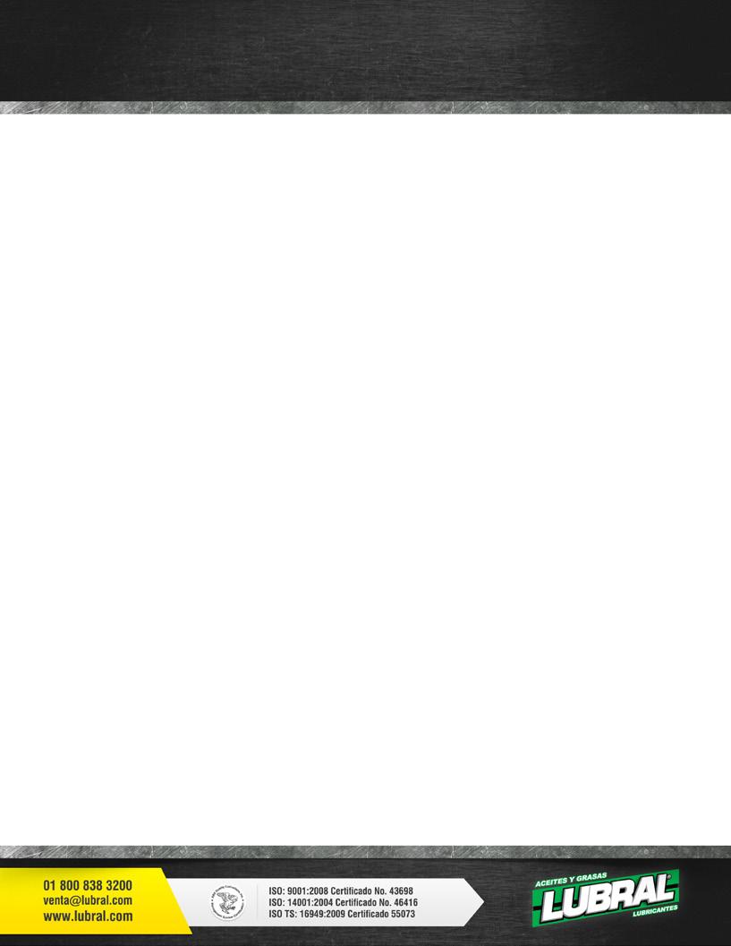 PREPARÓ: Ing. Miguel Ángel Oyervides Muñiz ULTIMA REVISIÓN: Diciembre 2016 INFORMACIÓN DE LA COMPAÑÍA Nombre del fabricante o importador Lubricantes de América, S.A. de C.V. Teléfono de emergencia (52) 81 81 22 74 00 Dirección completa Carretera a García Km 1.