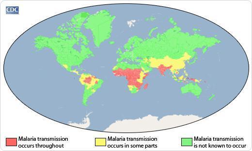 Información clínica relevante La malaria es una infección producida por protozoos del género Plasmodium spp cuyo vector es el mosquito Anopheles, de amplia distribución mundial (Figura 1), aunque