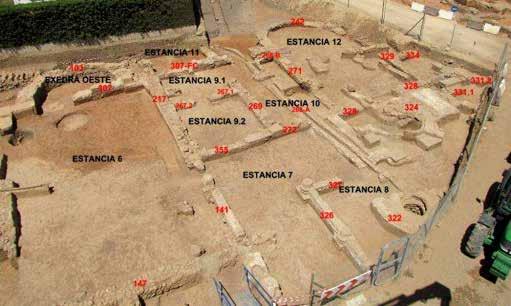 En la fase Altoimperial-Bajoimperial, siglos II-III, se produce la primera ampliación de la pars urbana de la villa y se construye la Estancia 6 que tendría 151,63 m2, con una exedra al oeste.