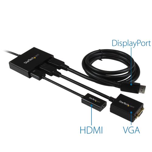 Funciona con cualquier monitor, televisor o proyector Este concentrador MST le permite utilizar adaptadores de vídeo DP independientes para la conexión de pantallas HDMI, VGA o DVI, a fin