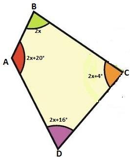 Si se sabe que la suma de los ángulos internos de un cuadrilátero es de 60. la medida de los ángulos A y D son respectivamente: A. 10 y 110 B. 110 y 104 C.100 y 96 D. 112 y 106 27.