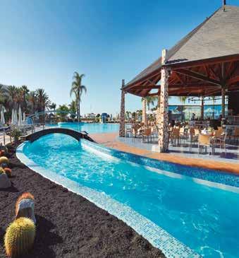 7 piscinas (a diferentes temperaturas); 2 piscinas en una zona tranquila del hotel; 2 piscinas con playa artificial; Piscina Río Lento; Piscina Lodge y 2 piscinas para niños.