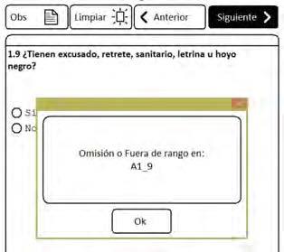 El botón Siguiente valida la respuesta a la pregunta requerida que está en pantalla, de ser correcta, almacena en memoria la(s) respuesta(s) obtenida(s) y muestra la siguiente pregunta.