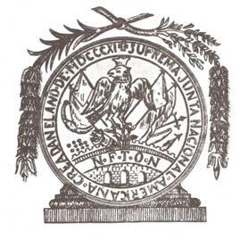 AMBAS EN PAPEL ALGODÓN DE 90 x 60 CM. CÉDULAS DE OBJETO. Escudo Nacional con águila coronada. 1811.