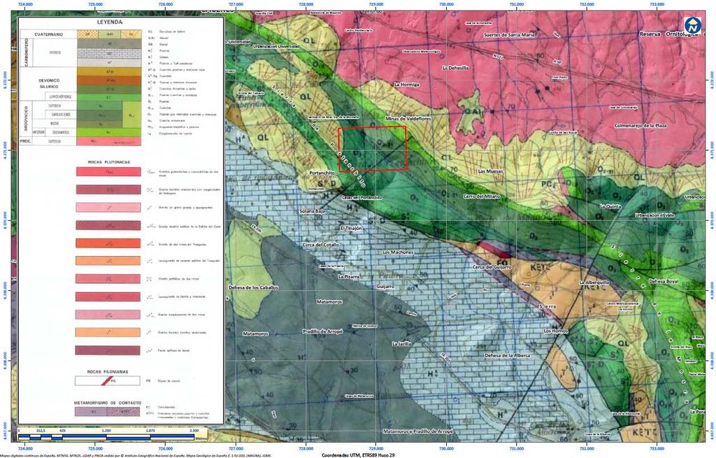 Plan de Restauración del Proyecto de Explotación Valdeflórez Figura 44 Cartografía geológica extraída del MAGNA 1:50.