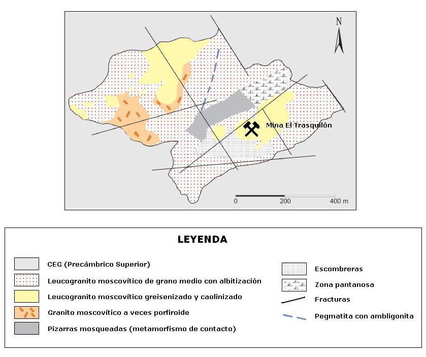 Plan de Restauración del Proyecto de Explotación Valdeflórez Figura 515 Esquema geológico del yacimiento de SnLiNbTa de la Mina de El Trasquilón.