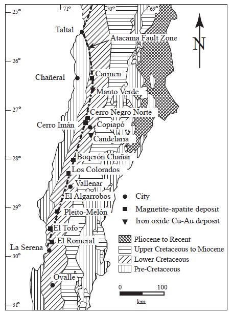 2.2. Yacimientos con potencial por Cobalto como subproducto En base a la evolución metalogénica del margen Andino en Chile y la afinidad de cobalto con hierro y arsénico, esto en ambientes
