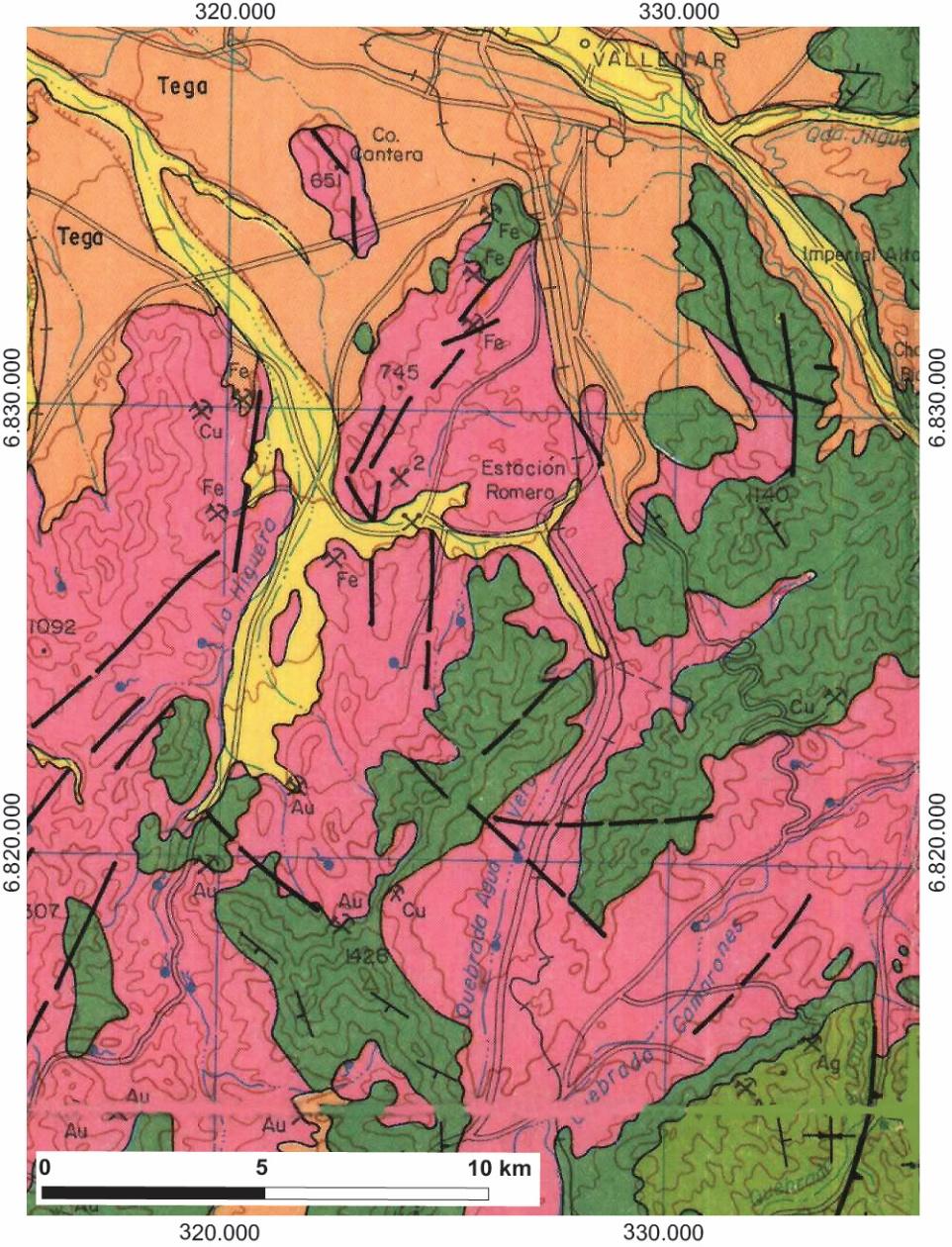 Mina La Estrella Figura 4.22: Mapa geológico modificado de Hoja Vallenar y parte Norte de La Serena 1:250.