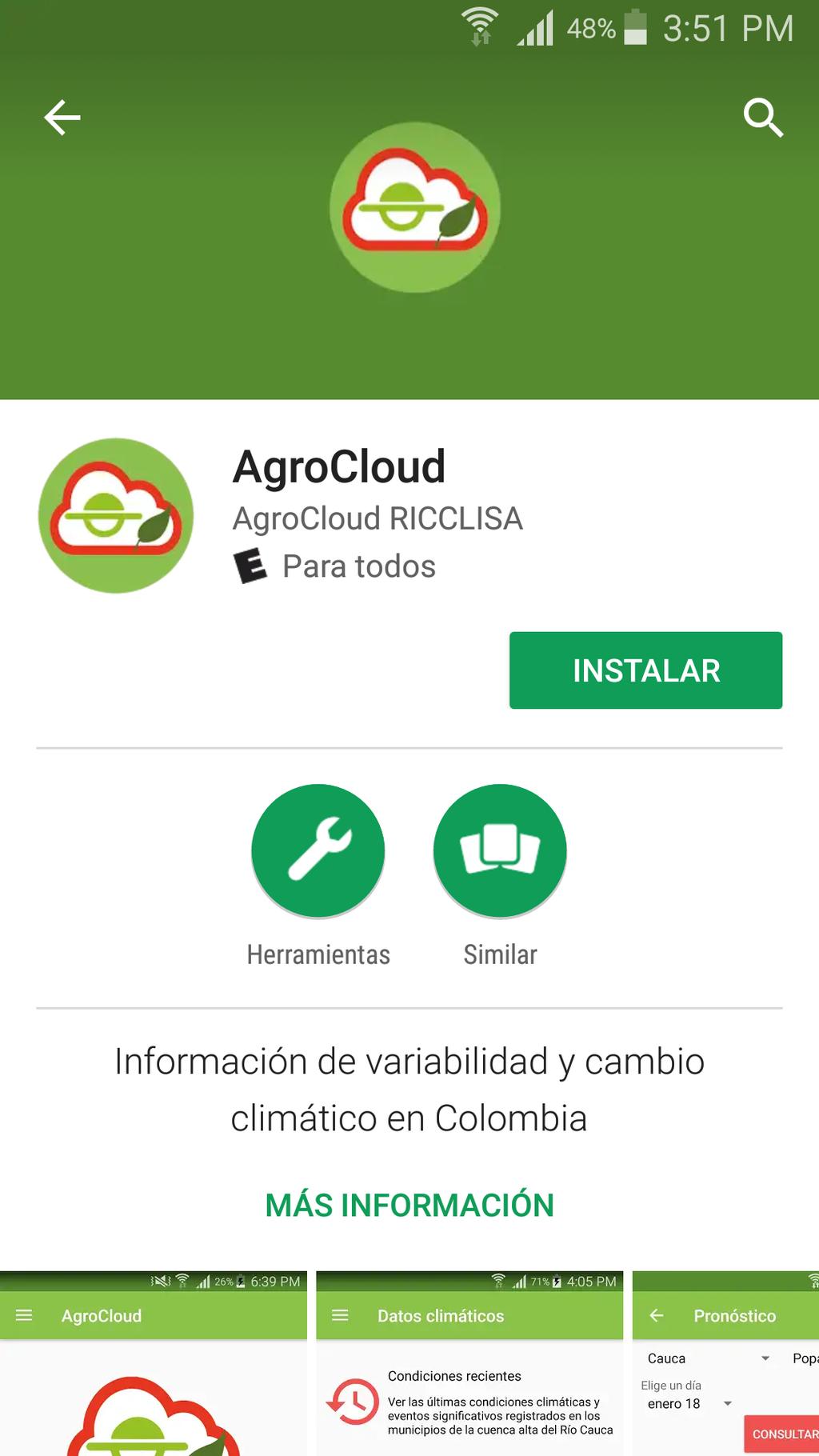 1. AGROCLOUD Aplicación móvil para dispositivos móviles Android para el seguimiento de variables agroclimáticas en la cuenca alta del río Cauca y soporte a la toma de decisiones del sector cafetero