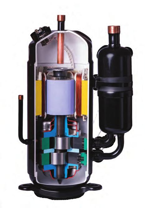Compresor Twin Rotary Toshiba utiliza los compresores Twin Rotary que, gracias a la regulación Inverter, permiten alcanzar cotas de ahorro energético y confort insuperables, variando la velocidad del