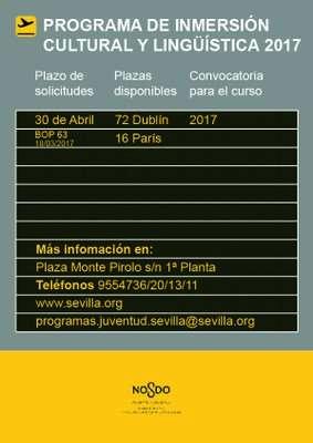 Noticias Norte Finaliza el plazo de inscripciones para el programa de Inmersión Lingüística Las solicitudes podrán solicitarlas hasta el 30 de Abril El Ayuntamiento de Sevilla, a través de la
