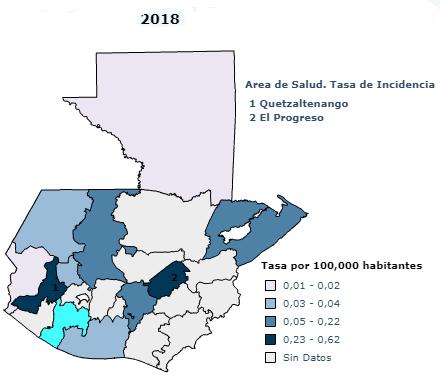 Mapa 3 Rotavirus, tasa de incidencia acumulada por área de salud Guatemala 2017-2018, S.E. 1-8 Conclusiones: A.