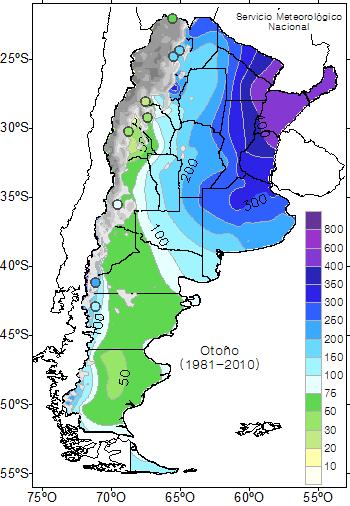 Precipitaciones medias (período 1981 2010) Otoño