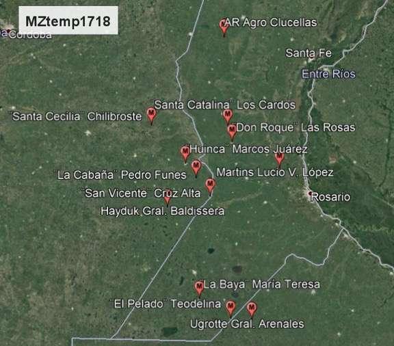Red de Híbridos de maíz en fecha temprana 2017-2018 Localidades: Sitios