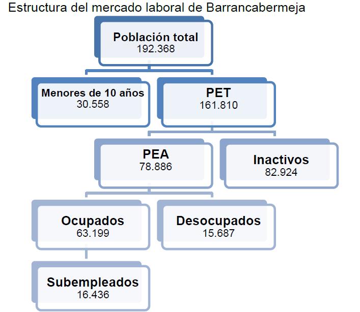 Aspectos sociales Estructura del mercado laboral en Barrancabermeja La tasa de desempleo de la ciudad oscila en el 23%.