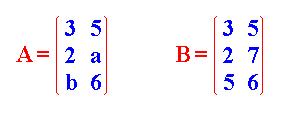 Operaciones con matrices Igualdad de matrices Dos matrices A y B son iguales cuando contienen los mismos elementos, dispuestos en