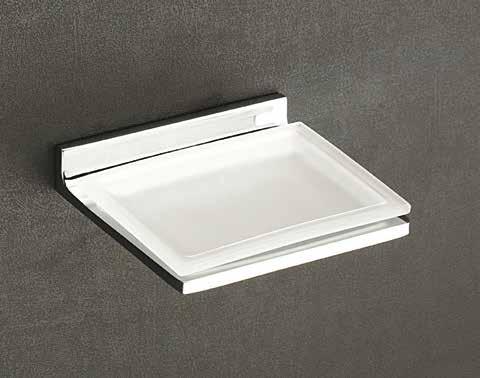 Wall-mounted soap dish in satined glass.