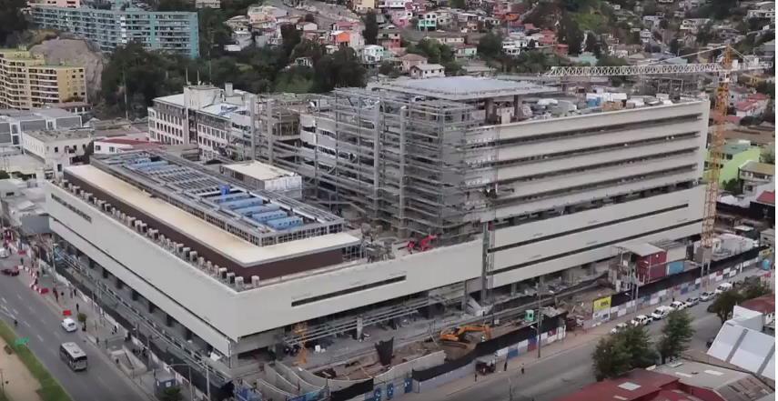 Construcción Hospital Dr. Gustavo Fricke Primera Etapa Construcción de la I etapa. Avance total a marzo 2018: 81,39%.
