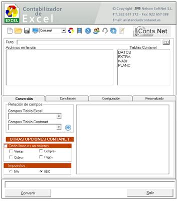 msi, dese la página web ContaNet.es a. Escoger conversor Excel b. Aceptar términos y condiciones c. Clic en el botón Empezar d. Siga las instrucciones de la instalación 2.