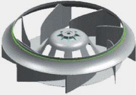 Variación del caudal dependiendo del motor del ventilador interior MT24AH NH0 Aplicación del ventilador turbo compacto de alto rendimiento El ventilador compacto turbo minimiza la necesidad de