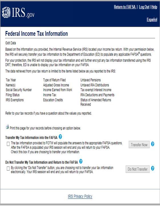 impuestos del IRS a la FAFSA es más fácil y