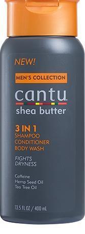 Champú, acondicionador y gel de baño 3 en 1 La colección de hombres de Cantón está específicamente formulada para las necesidades de los hombres con cabello ondulado, rizado y grueso.