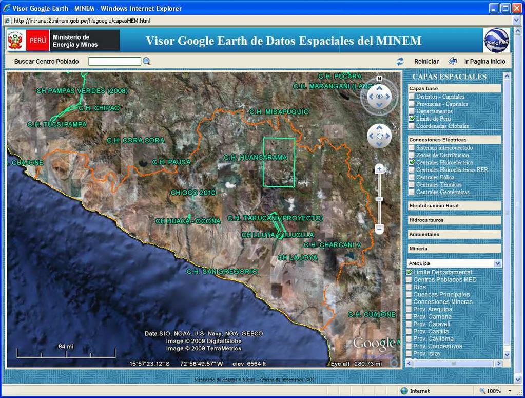 Imagen 12: Pantalla del Mapa General en Google Earth,