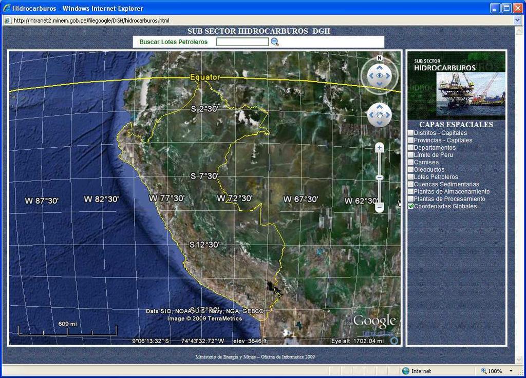 a través del Google Earth y las herramientas ya descritas en el Ítems 7.1.