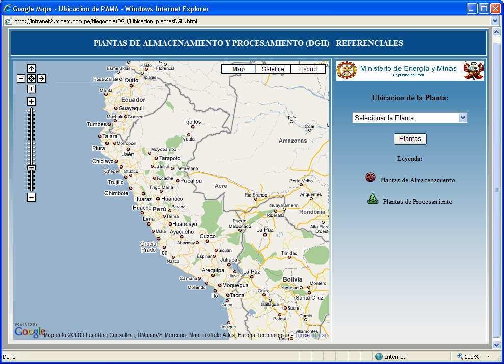 Procesamiento de la Dirección General de Hidrocarburos, a través del Google Maps y las