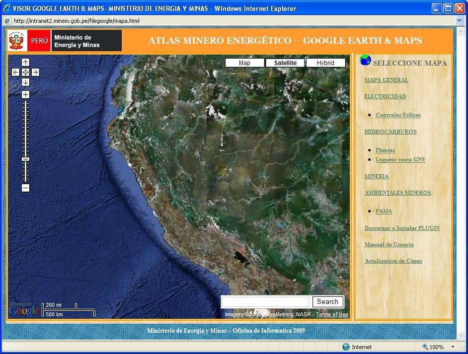 5.2 Visualización de Tipo Satelital VISOR GOOGLE EARTH & MAPS Visualización sobre de imágenes satelitales.