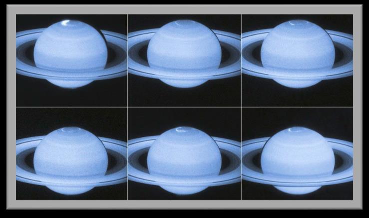 Mientras tanto en Saturno, la magnetósfera del planeta al entrar en contacto con las partículas procedentes del Sol se extiende formando una gran cola magnética en la zona no iluminada.