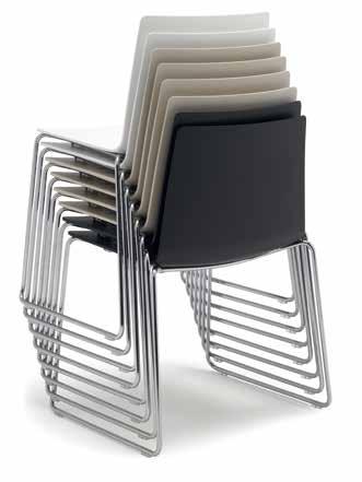 SI 1300 Stackable thermo-polymer chair. Steel sled base.
