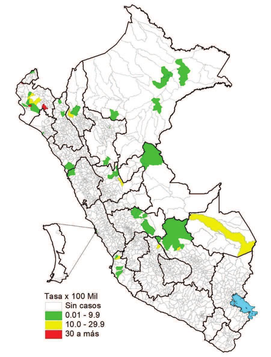 Incidencia de dengue por distritos, Perú
