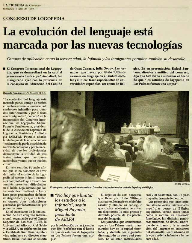 Curso 1998 1999 Acto Inaugural del Congreso. Participan: ͳͳd. Rafael Santana.