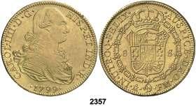 Potosí. PJ. 8 reales. (Cal. 731). 26,84 g. Rayita en anverso. Pequeñas manchitas. BC+/MBC-. Est. 40.......................................... 25, F 2356 1794. Madrid.