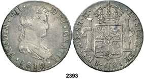26,63 g. Mancha en anverso. (EBC-). Est. 80...... 60, 2396 1809. México. TH. 8 reales. (Cal. 539). 26,17 g. Busto imaginario.