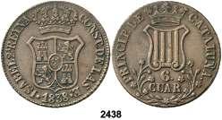 Barcelona. OM. 1 céntimo de escudo. (Cal. 655). 2,44 g. EBC-/EBC. Est. 20...... 12, 2429 1868. Barcelona. OM. 1 céntimo de escudo. (Cal. 655). 2,37 g. EBC-. Est. 25......... 20, 2430 1868. Jubia. OM. 1 céntimo de escudo. (Cal. 659).