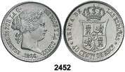 2451 1866. Madrid. 40 céntimos de escudo. (Cal. 338). 5,20 g. MBC+. Est. 25............ 20, F 2452 1866. Madrid. 40 céntimos de escudo. (Cal. 338). 5,22 g. Limpiada. EBC. Est. 55....... 40, 2453 1865.