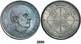 1 y 2 pesetas. (Cal. 6). 2 monedas, serie completa. EBC. Est. 15........ 9, 2680 SANTANDER, PALENCIA Y BURGOS. 50 céntimos. (Cal. 16, como serie completa). 2,63 g. MBC+. Est. 20.