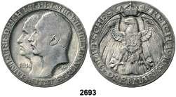 MONEDAS EXTRANJERAS 2692 ALEMANIA Baviera. 1877. Luis II. D (Múnich). 2 marcos. (Kr. 505). 10,84 g. AG. MBC. Est. 50................................................. 30, F 2693 Prusia.