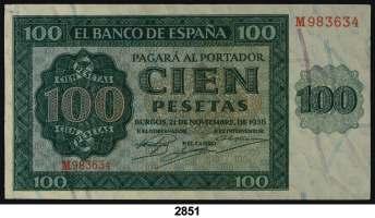 2853 2849 1936. Burgos. 100 pesetas. (Ed. D22a). 21 de noviembre. Serie B. EBC-. Est. 60....... 40, 2850 1936. Burgos. 100 pesetas. (Ed. D22a). 21 de noviembre. Serie F. EBC-. Est. 60....... 40, F 2851 1936.