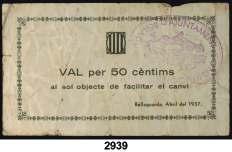 Cartón. MBC+. Est. 25...................... 15, 2942 Bellaguarda. 1 peseta. (T. 425). MBC+. Est. 9.