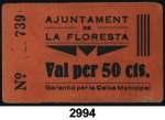 ................ 90, F 2994 La Floresta. 50 céntimos. (T. 1195). Cartón. Raro. MBC. Est. 125.
