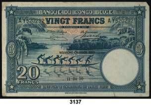 Banque du Congo Belge. 20 francos. (Pick 15H). 11 de abril. Raro. MBC. Est. 70... 40, 3138 1953.