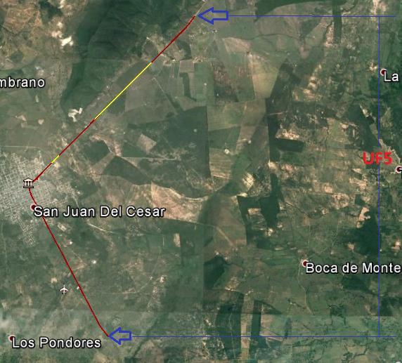 Ilustración 10. Localización Unidad Funcional 5. Fuente: Google Earth, Plano Unidades Funcionales suministrado por el Concesionario Cesar - Guajira S.A.S. UNIDAD FUNCIONAL NO. 7.