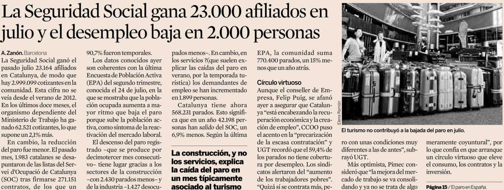 EXPANSION (CATALUÑA) BARCELONA Prensa: Tirada: Difusión: Diaria 8.807 Ejemplares 6.